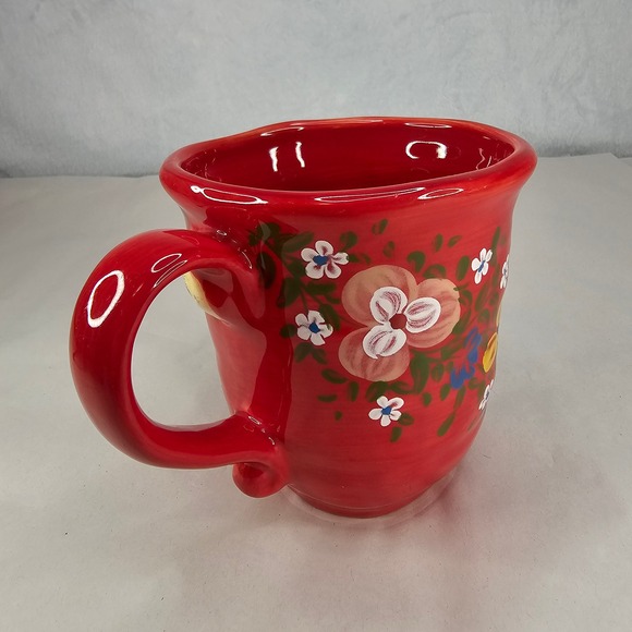 Espana Lifestyle Pasha Handcrafted‎ Red Floral Mug Microwaveable Dishwasher Safe - Picture 3 of 9